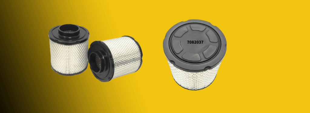 7082037 Air Filter: A Reliable Alternative To Protect Generator Sets 1 Cylindrical 7082037 air filter standing upright on a vibrant yellow background with bold dark gray text, highlighting its industrial aftermarket design.