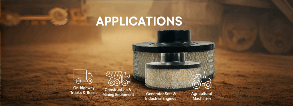 Improve engine performance with B085009 disposable air filters 2 B085009 air filter application area