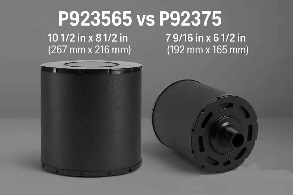 Donaldson P923565 vs P923075 air filter comparison for diesel generators