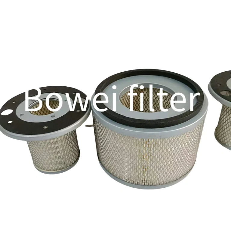 Detail view of 8N5004 air filter metal end cap and pleated media