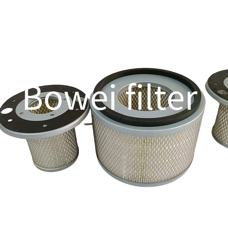 Detail view of 8N5004 air filter metal end cap and pleated media