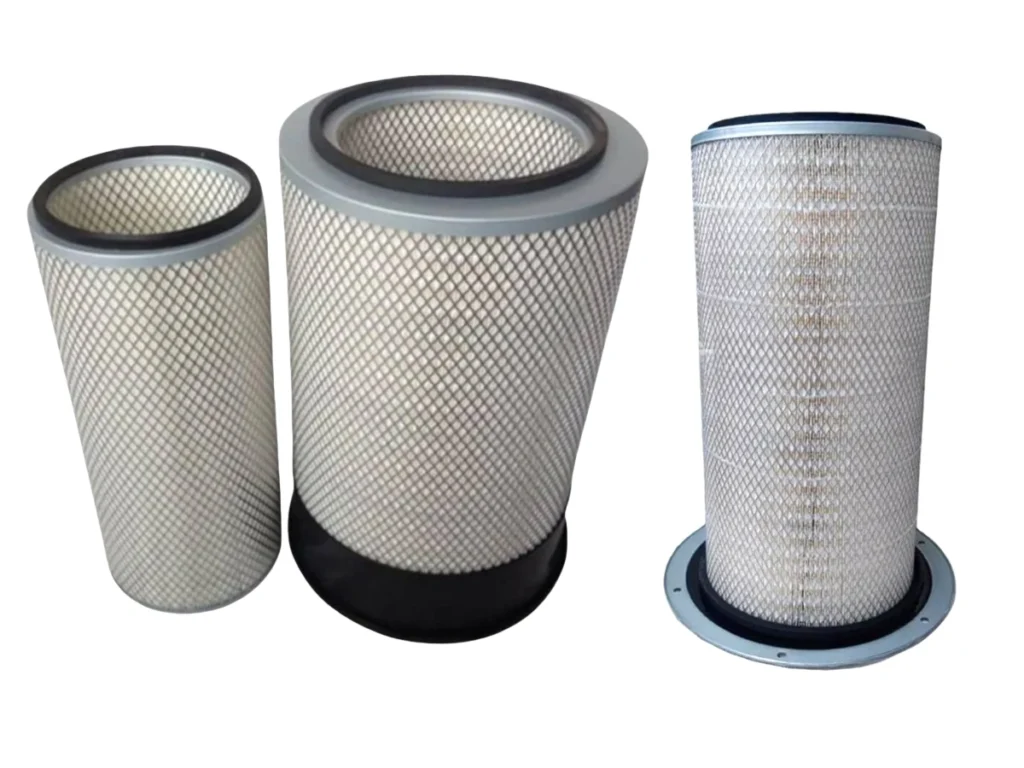 Bowei air filter set for Cummins generator engines, iron cap design.