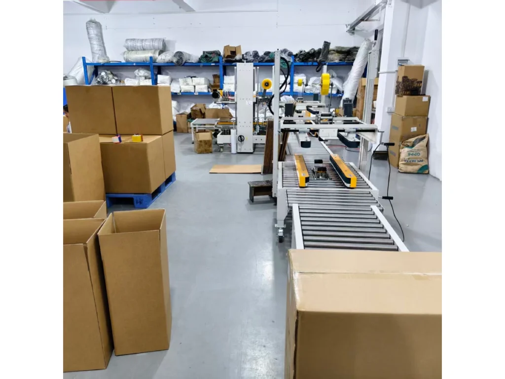 S551/4 air filter packaging and carton sealing line at Bowei Factory