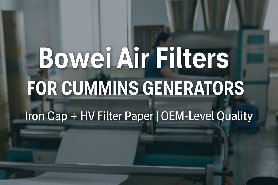 Bowei air filters for Cummins generators factory banner – iron cap and HV filter paper production