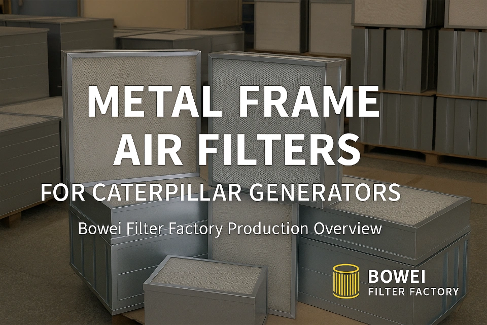 Metal frame air filters manufactured by Bowei Filter Factory for Caterpillar generator sets