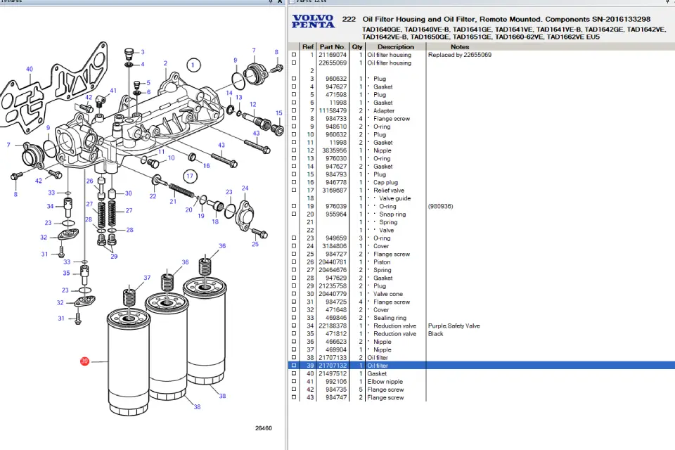 Volvo diesel generator filter replacement interval including air fuel oil and bypass filters