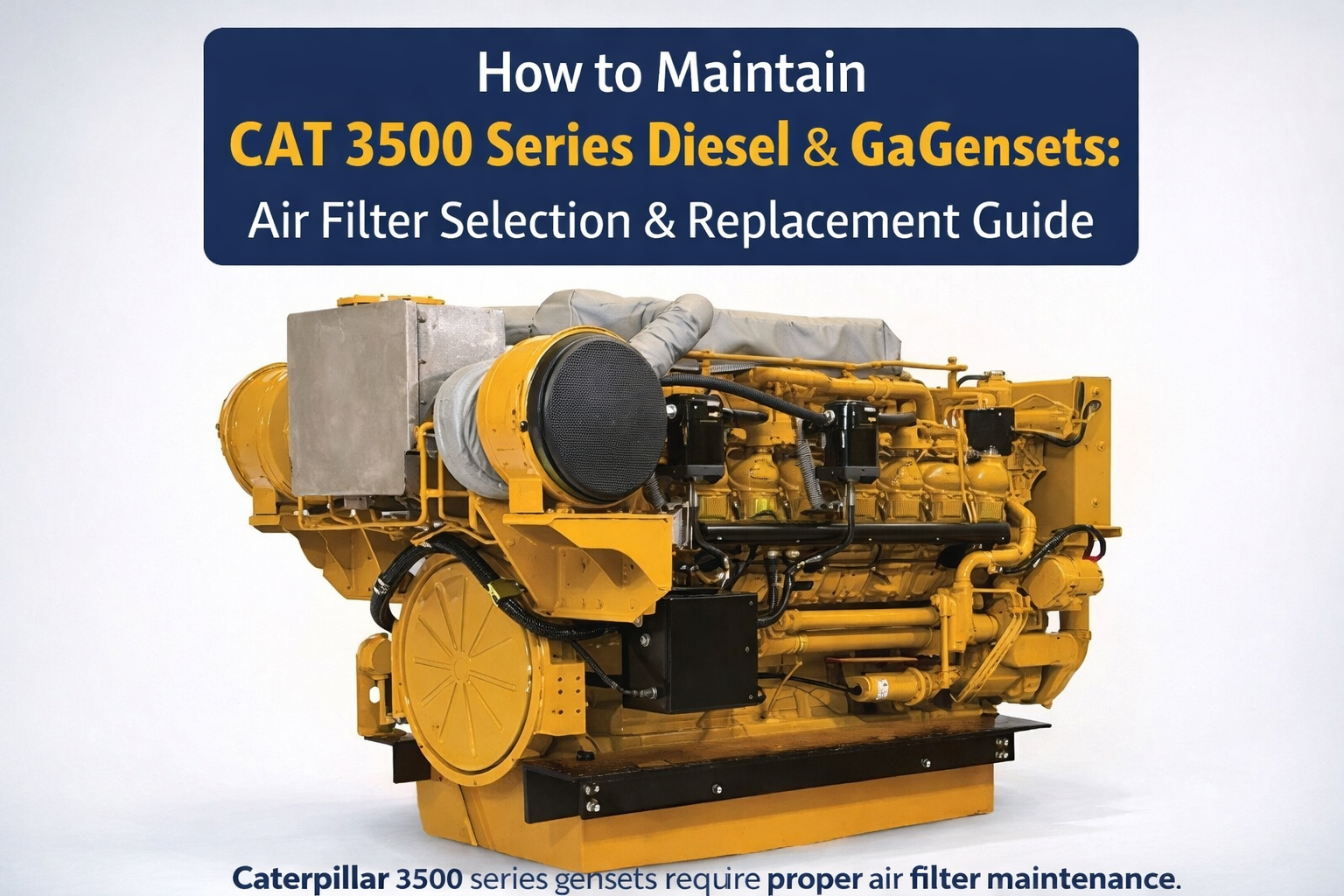 High-flow air filtration system for continuous power generation diesel generators