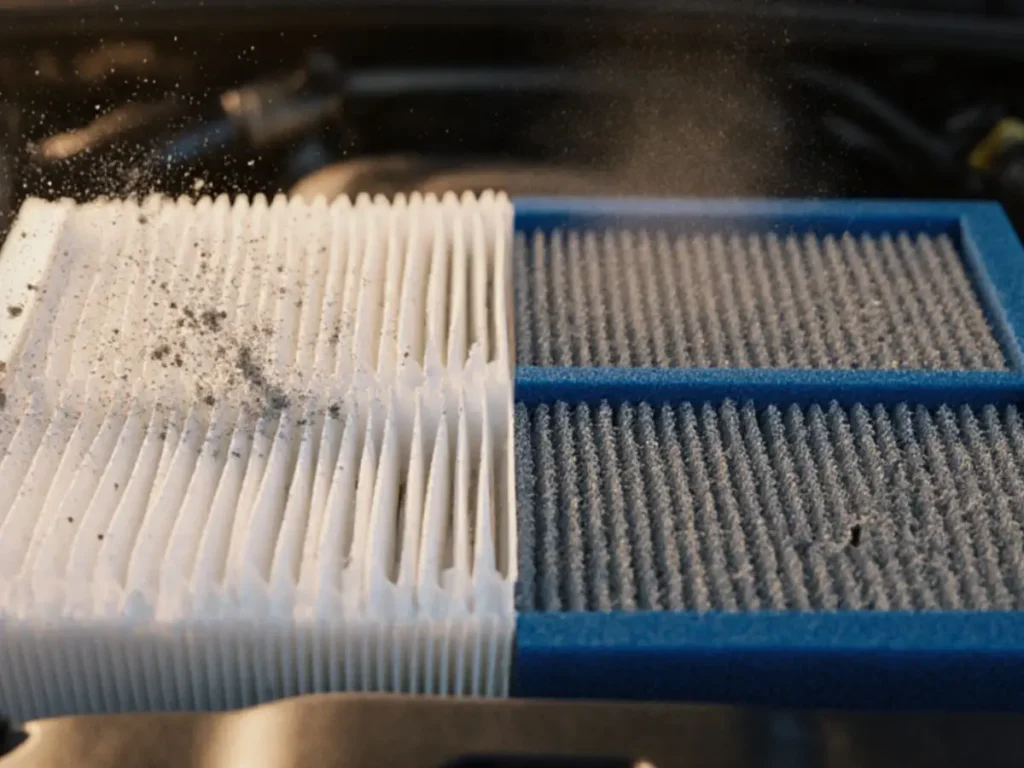 air filter media comparison showing differences in filtration performance and dust capture efficiency