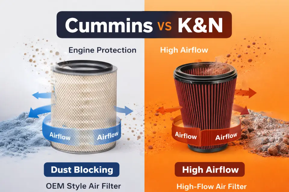 cummins air filter vs k&n air filter comparison airflow vs filtration efficiency