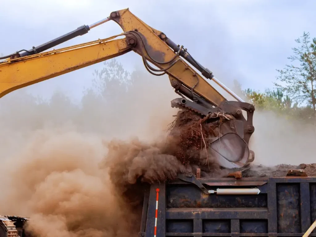 heavy equipment working in dusty environment affecting diesel engine air filter performance